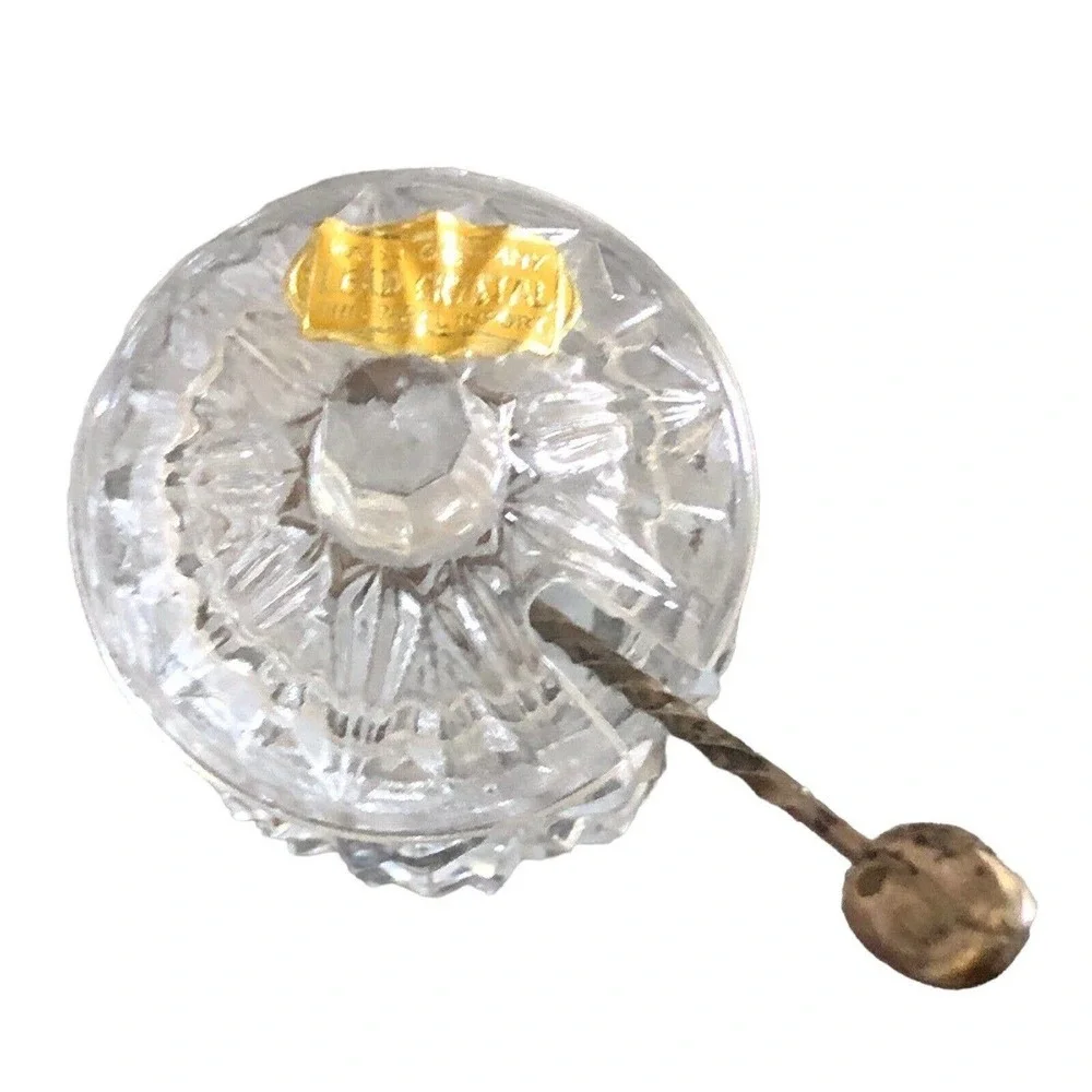 Phil Papel Lead Crystal West Germany Mustard Jam Honey Pot With Spoon